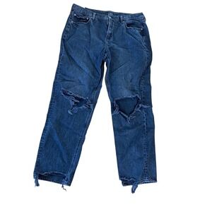 American Eagle Outfitters black 90s low rise straight distressed denim jeans